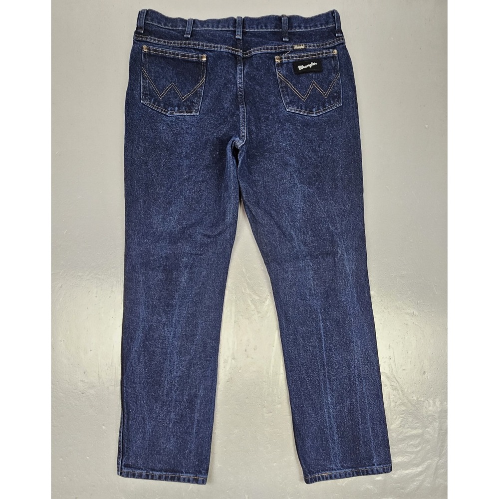 Wrangler Jeans Mens 38x32 Regular Fit Straight Leg Denim Black Patch 10933SEDD